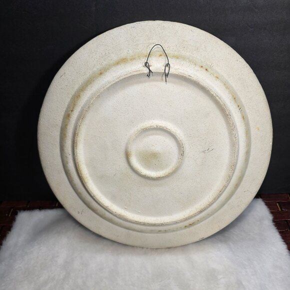Vintage Signed Hubert Du Roscoat Pottery Art Wall Plate Cottagecore Schooner - Picture 6 of 11